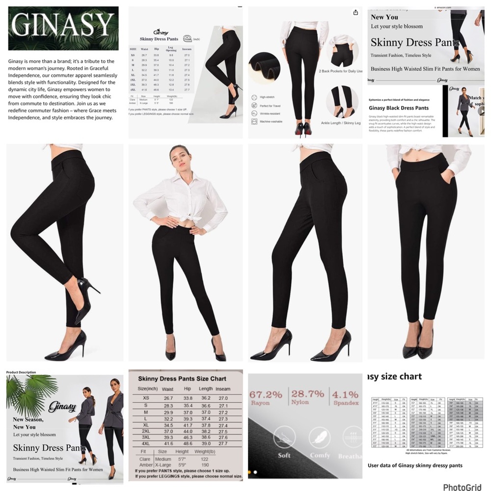 Ginasy 2XL plus size black skinny leggings pants NWT